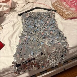 Silver Sequin Mini Dress - Sparkling Party Dress